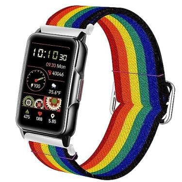 Imagem de Lamshaw Pulseira de relógio inteligente compatível com Mindrose, pulseira elástica ajustável compatível com relógio inteligente Mindrose H80 de 1,45 polegadas rastreador de atividades (arco-íris escuro)