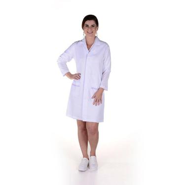Imagem de Jaleco Feminino Profissional de Microfibra Manga Longa - Branco