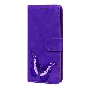 Imagem de Hee Hee Smile Capa de telefone para Motorola Moto E7 Power Retro Phone Leather Case Simplicidade Capa de telefone Padrão Borboleta Flip Back Cove