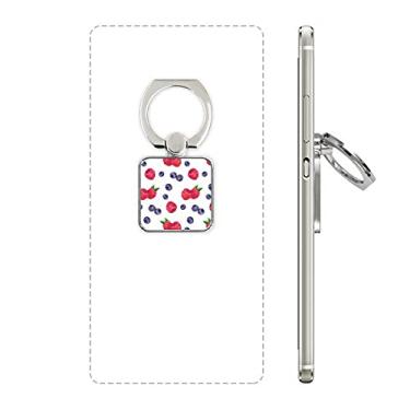 Imagem de Blueberry — Anel quadrado para celular com estampa de ilustração de frutas de morango