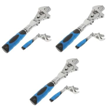 Imagem de Gadpiparty 3Pcs 180 Chave Multifuncional Ferramentas De Refrigeração Alça Telescópica Ferramenta De Chave Doméstica Ferramentas Hvac Chave De Catraca Azul Balance A Cabeça Para Girar Soquete