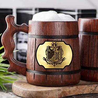Imagem de Caneca de cerveja de madeira Monster Hunter World. Caneca de cerveja MHW. Caneca Gamer. Tanque Monster Hunter. Presente para ele. Cerveja Stein Wood Gamer Gift #108/0.6L / 22oz