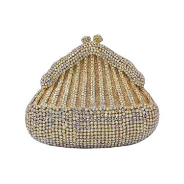 Imagem de Novidade Carteira feminina de cristal clutch com strass bolsa brilhante para festa de casamento e formatura, Ab dourado