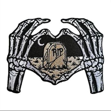 Imagem de CHBROS Esqueleto Rip bordado aplique de ferro em remendos para roupas, jaquetas, camisetas, mochilas