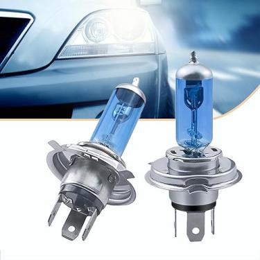 Imagem de Dewkou Pack-2 Lâmpadas de halogêneo para automóveis, farol alto de carro H4, kits de faróis de neblina dianteiros de 100W, substituição de lâmpada de carro super brilhante de 850 lúmens, universal