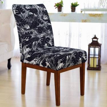 Imagem de Kit 2 Capas Para Cadeira Elastex Premium Sala De Jantar Black Flower -