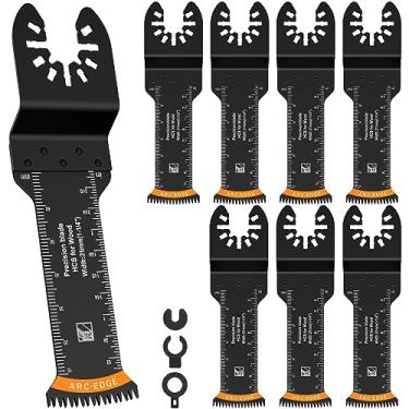 Imagem de 8 peças de lâminas de serra oscilantes de dente japonesas de aço de alto carbono Conjunto de lâminas multiferramentas oscilantes multifuncionais de corte de borda curva Lâminas de ferramenta oscilante