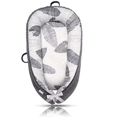 Imagem de Mamibaby Capa de travesseiro para bebês – ultramacia, 100% algodão e ninho, para 0 a 24 meses, capa de assento de chão ajustável portátil para viagem, co-Sleeper orgânico para bebês (folhas)