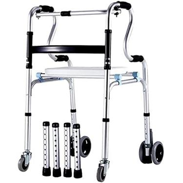 Imagem de Andadores para idosos Andador para idosos Andador de quatro pernas Andador de quatro pernas Banco de cadeira de quatro pernas Andador auxiliar multifuncional em liga de alumínio leve e fácil de