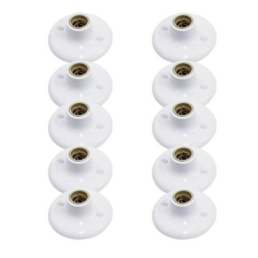 Imagem de Kit 10 Plafons Soquete Porcelana E27 Branco -  Taschibra