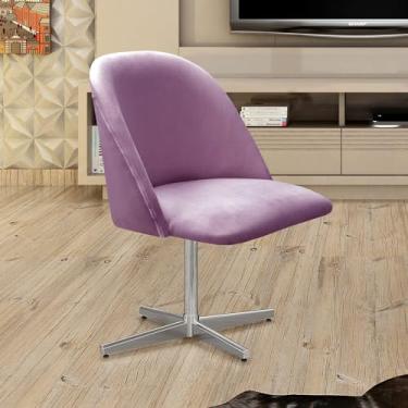 Imagem de Poltrona Decorativa Gaia Giratória Metal para Sala, Quarto, Recepção Roxo