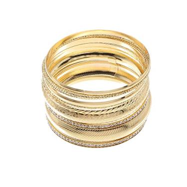 Imagem de Conjunto de 9 a 11 peças de pulseiras empilháveis boêmia de casamento indiano com contas de pérola multitexturizadas pulseira de ouro moda simples algemas pulseira para mulheres joias, Metal, Sem pedras preciosas