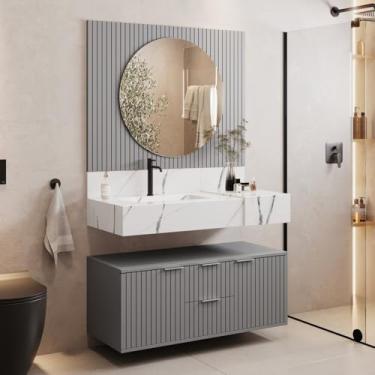 Imagem de Armário para Banheiro Suspenso Ripy 100cm Cinza