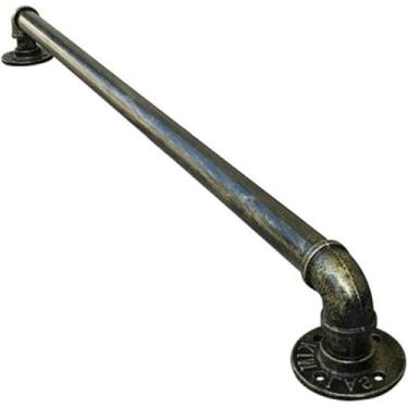 Imagem de Kit de corrimão de corrimão de escada, rústico vintage para escadas internas externas de parede de bronze preto trilho de escadas deficientes idosos criança ferro forjado, bronze, 570 cm (19