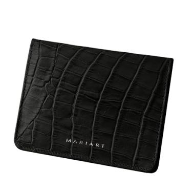 Imagem de Carteira Feminina de Couro Bovino Legítimo p/Cartões, RG, CNH e Cédulas Dobradas Mariart 649 (Croco Preta)