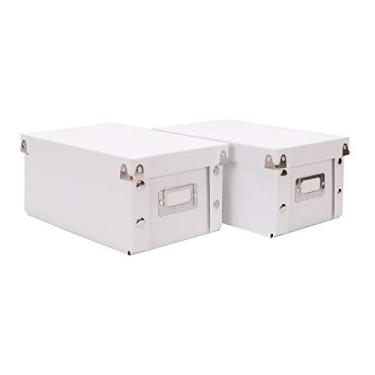 Imagem de Snap-N-Store Caixa organizadora dobrável para 1100 cartões – Cartão de negócios, receita ou bilhete – 10 x 6, pacote com 2, branco