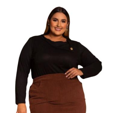 Imagem de Blusa Feminina Tricot Manga Longa Plus Size 50 Ao 56 Domenica