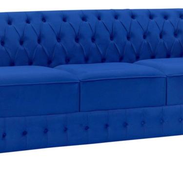 Imagem de Namoradeira Chesterfield Bourbon Veludo 3 Lugares Azul