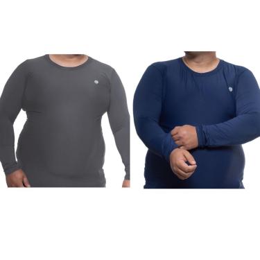 Imagem de Kit 2 Camisa Térmica Plus Size Masculina Uv 50+ Segunda Pele Proteção Solar-Masculino