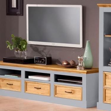 Imagem de Rack Rústico para Tv em Madeira Coleção England Cinza/Natural