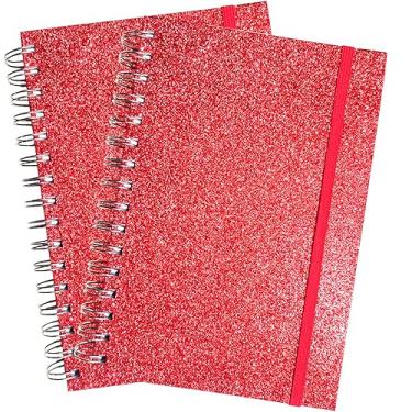 Imagem de Twinkle Caderno espiral, capa dura, brilhante, encadernado, 2 cadernos forrados para mulheres, vermelho, 90 folhas, 20,8 x 15,2 cm