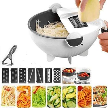 Imagem de Cortador Fatiador De Legumes Verduras e Frutas 9 Em 1 Multi-funcional Rotativo