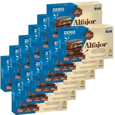 Imagem de Alfajor Sem Glúten Sem Lactose sabor Baunilha Recheio de Chocolate Zero Açúcar Seu Divino - 12 caixas de 80g