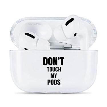 Imagem de AKABEILA Capa para Airpods Pro bonita de silicone transparente com designs [LED frontal visível e suporta carregamento sem fio e cabo] à prova de choque, proteção total para Apple Airpods Pro, Don't Touch My pods