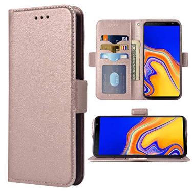 Imagem de Compatível com Samsung Galaxy J4 Plus Carteira Flip Alça de Pulso Cordão de Suporte de Cartão de Crédito Proteção Pesada Capa de Telefone para Glaxay J4 Prime Gaxaly J4 Core J4+ 2018 Rose Gold