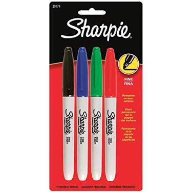 Imagem de SHARPIE "Marcadores Permanentes De Ponta Fina 4/Pkg-Vermelho, Azul, Preto, Verde"