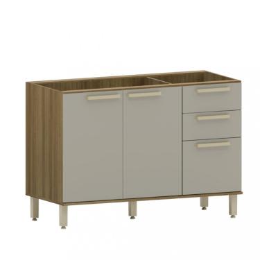 Imagem de Balcão de Pia 3 Portas 2 Gavetas 120cm  Isis Luciane - Avela Pf/Mocca UV