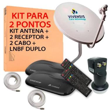Imagem de Kit 2 receptor de tv vivensis vx10 sat hd + antena banda ku + lnbf sim