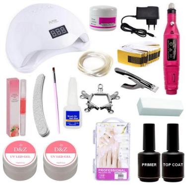 Imagem de Kit Unha Acrigel Completo Gel Led Lixa Elétrica Alongamento N4 - D&Z