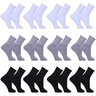 Imagem de Kit com 12 pares cano alto sem estampas liso confortavel - SPORT