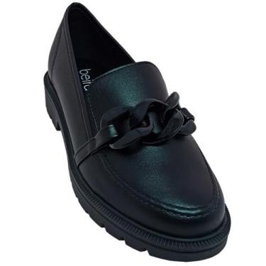 Imagem de Sapato Beira Rio Mocassim Feminino Tratorado Casual, Preto, 37