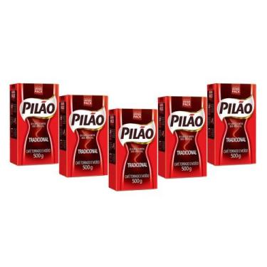 Imagem de Café Pilão Torrado e Moído Tradicional Vácuo 500 gr Kit 5, Café Torrad