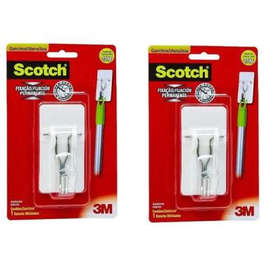 Imagem de Kit 8 Gancho Adesivo Scotch 3m Para Utensílios Suporta Ate 3,5kg