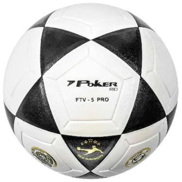 Imagem de Bola Futvoley Vulcanizada Rio PU Poker, Branco com preto