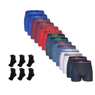 Imagem de Kit 5 Cuecas Box Boxer Microfibra Atacado + 6 Pares Meias Cano Longo A