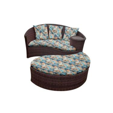 Imagem de Chaise Nova Delhi Folha - Tecido Costela de Adão Azul - Mundo dos Sint