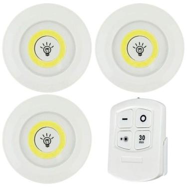Imagem de Luminária Led Spot Sem Fio Kit Trio Controle Remoto Branco - LAURUS