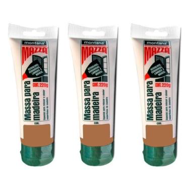 Imagem de Kit 3 Massa Madeira Calafetar Correção Montana 220g Castanho