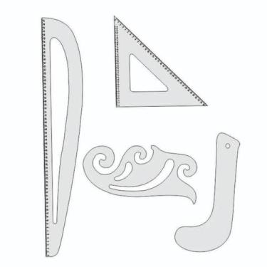 Imagem de Kit Réguas De Modelagem Corte Costura Mdf Branco - Fenix