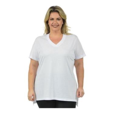 Imagem de Blusa Longa Mullet Plus Size Feminino - Vesttuario, Branco, G3