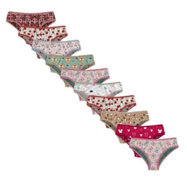 Imagem de kit 10 Calcinhas infantil em Algodão 1 a 8 anos Menina kit Calcinha be