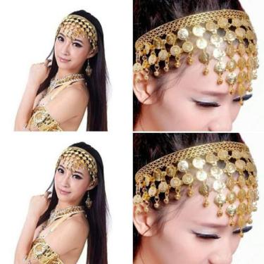 Imagem de Tiara Testeira Dourada Com Moedas Dança Do Ventre/ Cigana/ Indiana -  