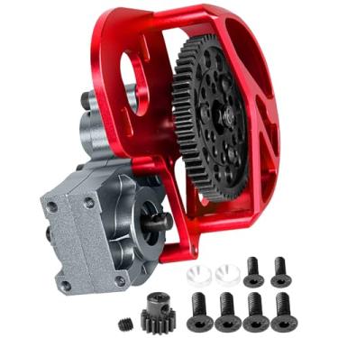 Imagem de hopsupRC Aluminum Transmission Gearbox Upgrades Part for 1/10 Axia1 SCX10, SCX10 II 90046,90047,Wraith,AX10 RC Crawler Truck,Center Transmission Gearbox Hops up,Red with Titanium