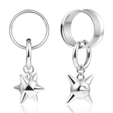 Imagem de Atomhole Gancho de martelo pontilhado, alargadores de orelha, alargadores hipoalergênicos, aço inoxidável, 0 g, 2 g, 00, expansor, alongadores, piercing corporal, joias, 14mm(9/16"), Metal, Sem Pedra