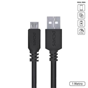 Imagem de Cabo Para Celular Smartphone Micro Usb Para Usb A 2.0 1 Metro Preto - 