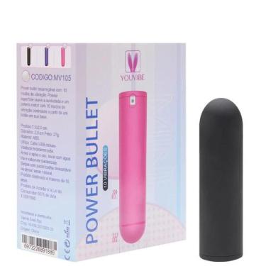Imagem de Power Bullet Recarregável 10 Vibrações Vipmix, PRETO